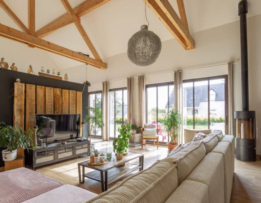 Salon intérieur maison passive